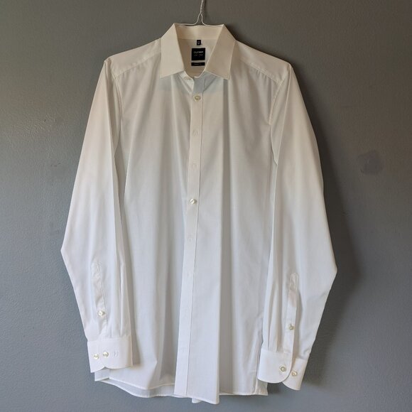 Olymp Level 5 Five business body fit beige dress shirt men 17.5/44 - Picture 2 of 11